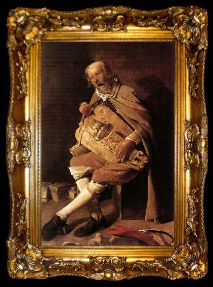 framed  LA TOUR, Georges de The Hurdy-gurdy Player, ta009-2
